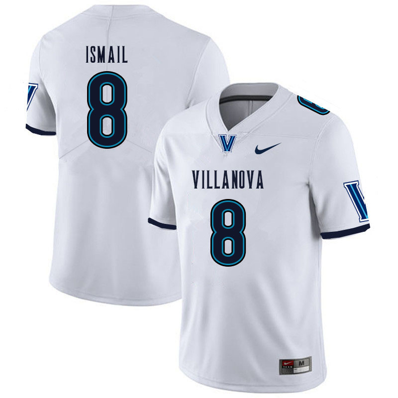 Men #8 Qadir Ismail Villanova Wildcats College Football Jerseys Sale-White
